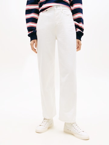 Tommy Jeans - Perna larga Calças de ganga 'LAYLA' em branco: frente