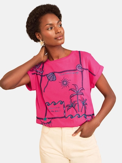 love & roses Shirts i M i blå / pink / sort, Produktvisning