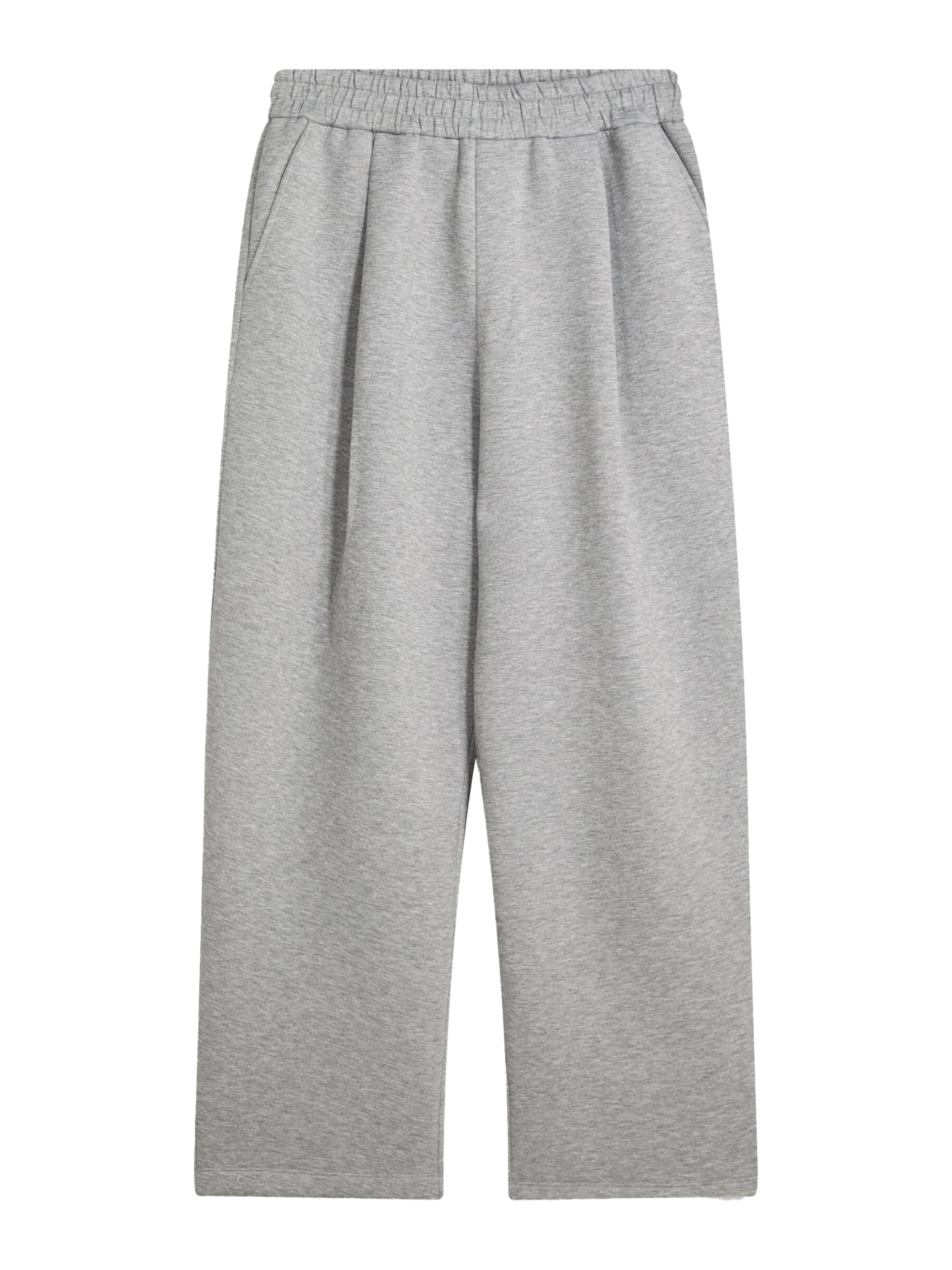 Bershka Loosefit Kalhoty se sklady v pase – šedá: přední strana