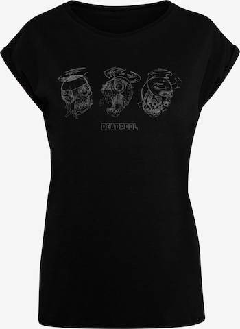 ABSOLUTE CULT Shirt 'Deadpool - Zombie Head Sketch' in Zwart: voorkant