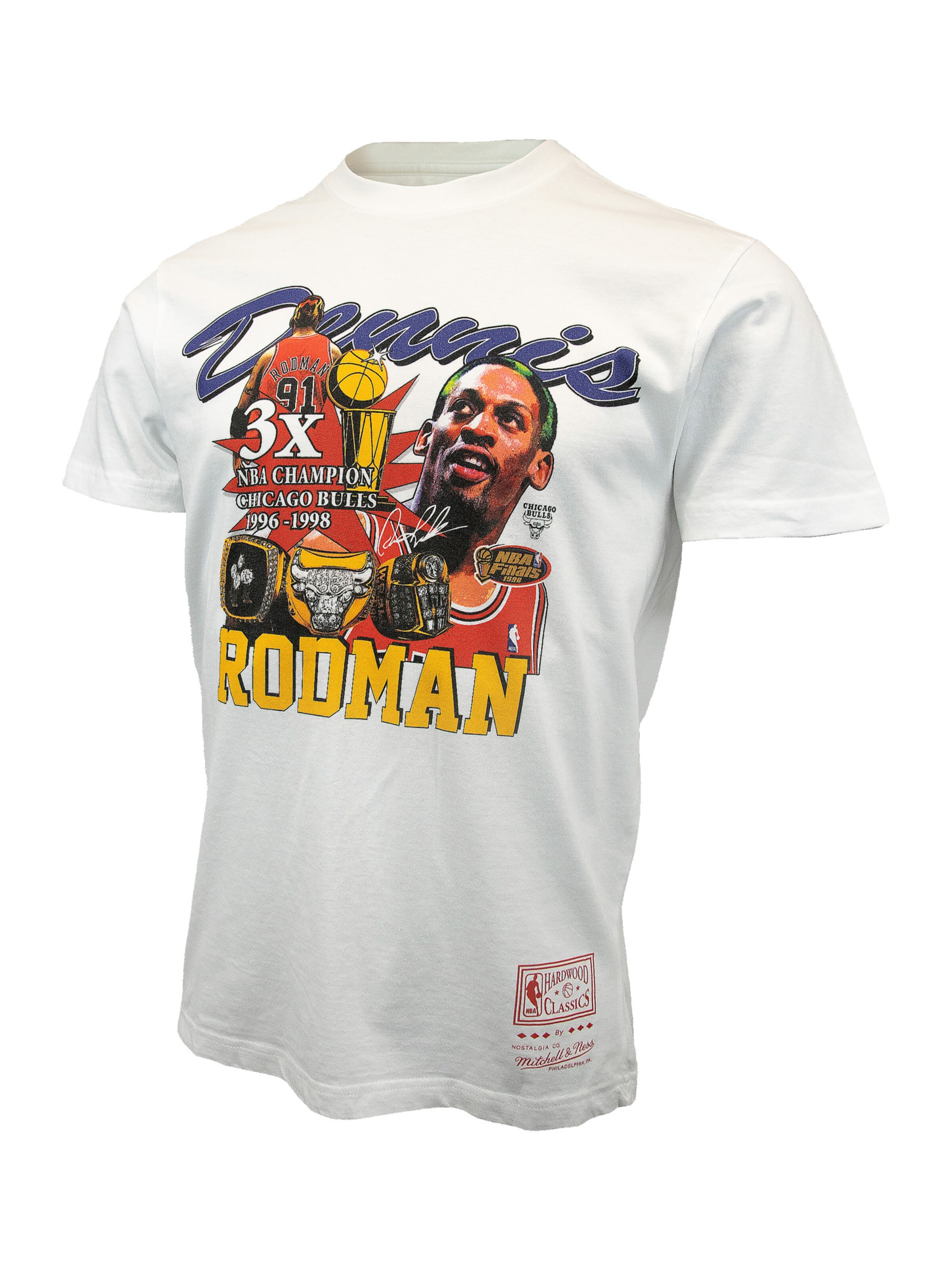 T-Shirt fonctionnel 'Chicago Bulls NBA Rodmann' Mitchell & Ness en blanc : devant