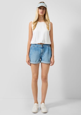 QS Regular Bandplooi jeans in Blauw