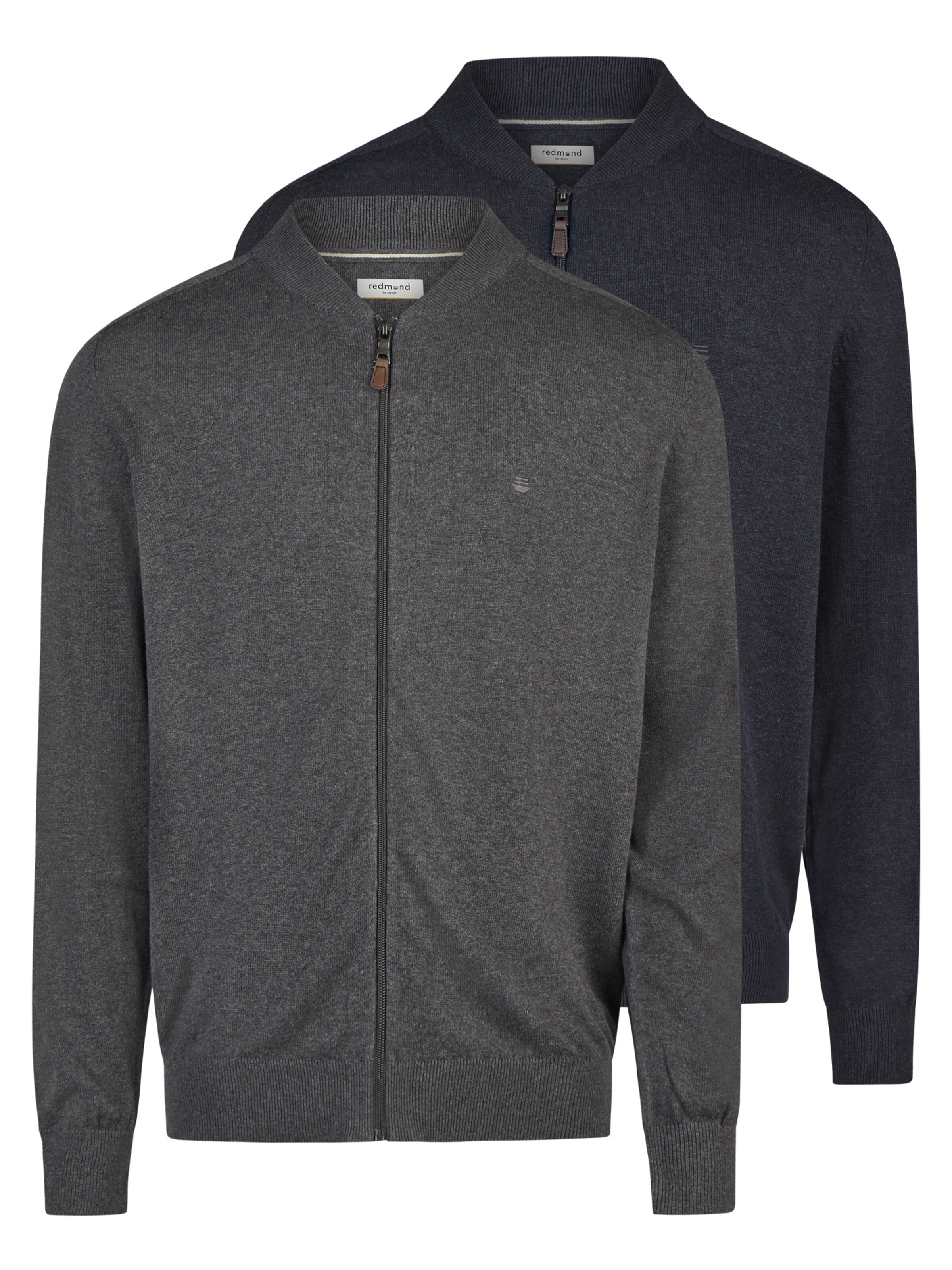 redmond Strickjacke 'Basic'‌‌‌‌‌‌‌ in Grau: Vorderseite