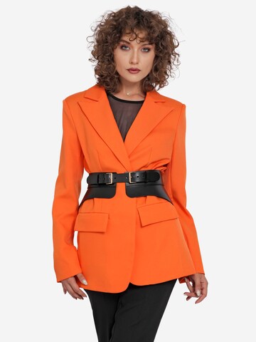 Haute Cuir - Cinturón 'Crescent Peplum Belt' en negro: frente