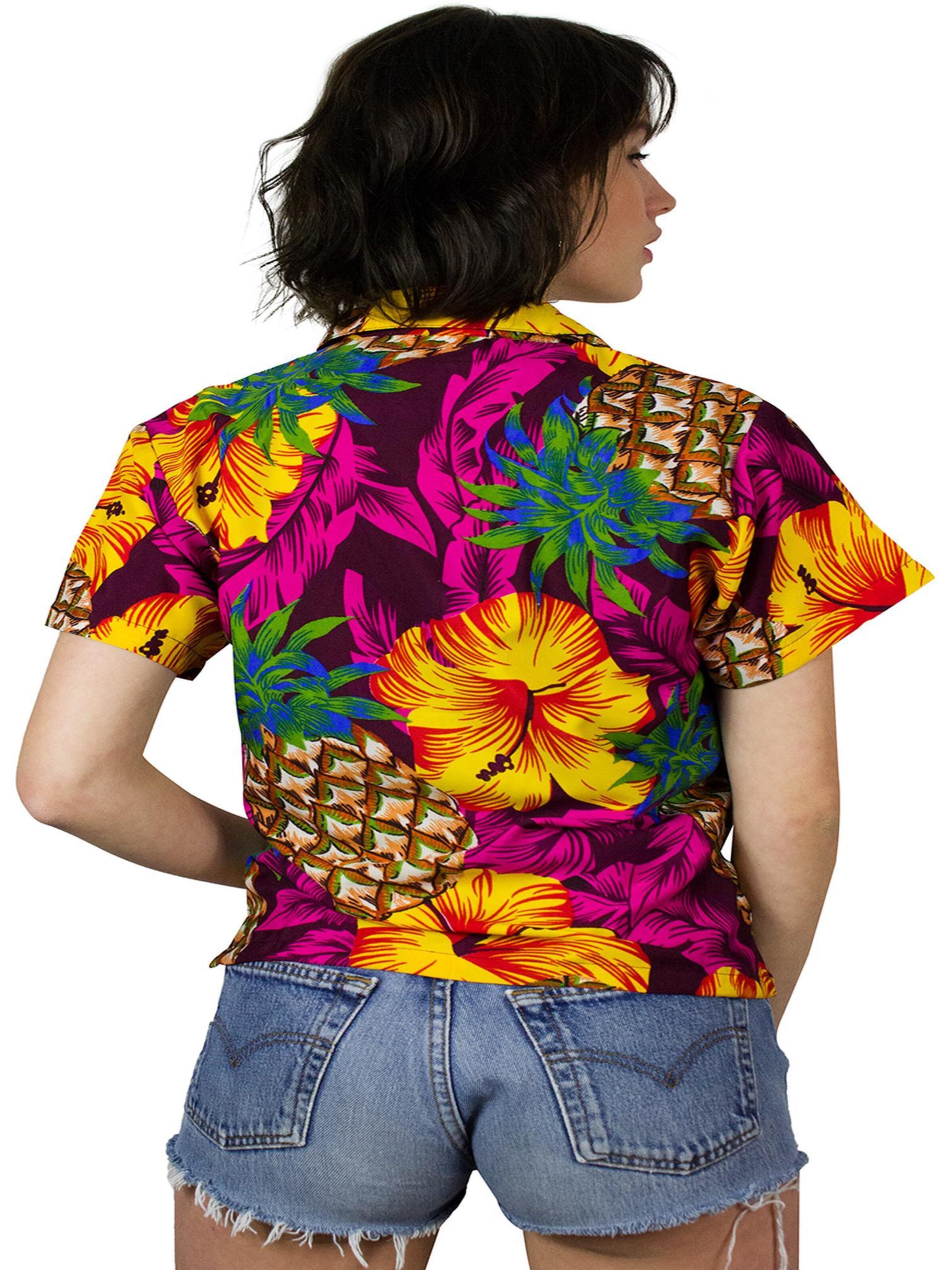 King Kameha Bluse 'Pineapple Hibiscus'‌‌‌‌‌ in Pink