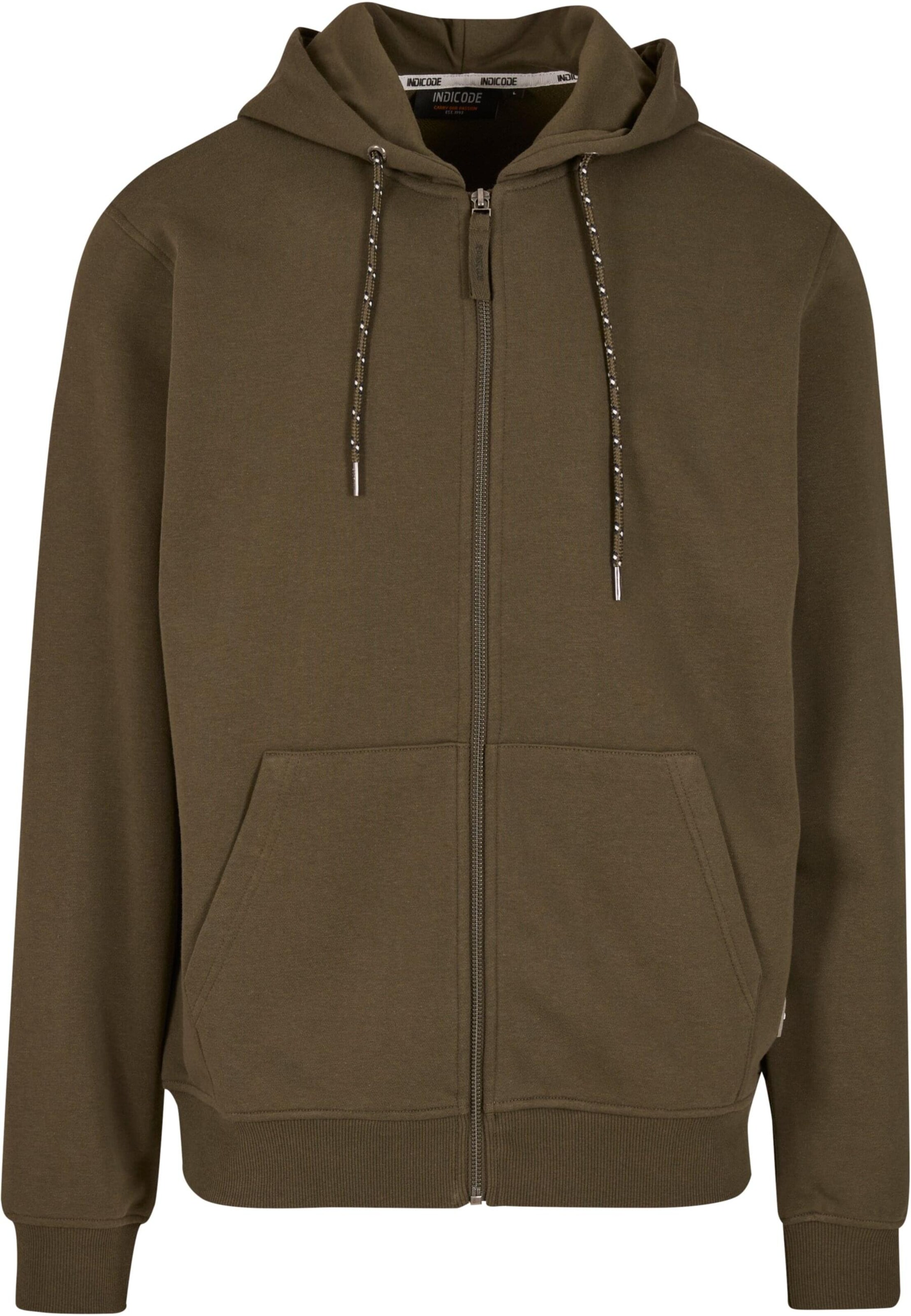 INDICODE JEANS Sweatvest 'Ponto' in Groen: voorkant