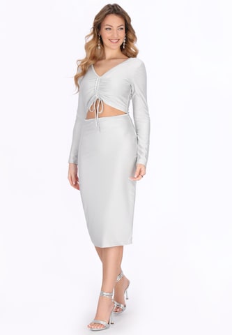 faina Jurk 'Festive' in Zilver: voorkant