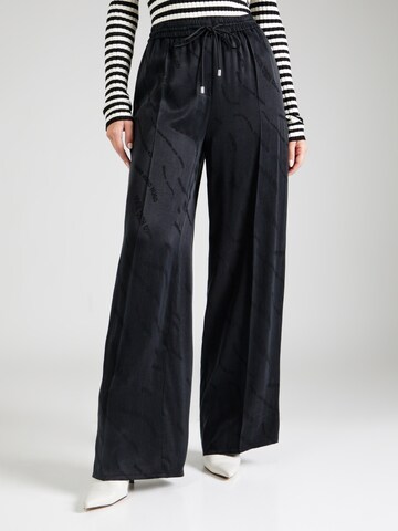 HUGO Wide leg Trousers with creases in Black: front