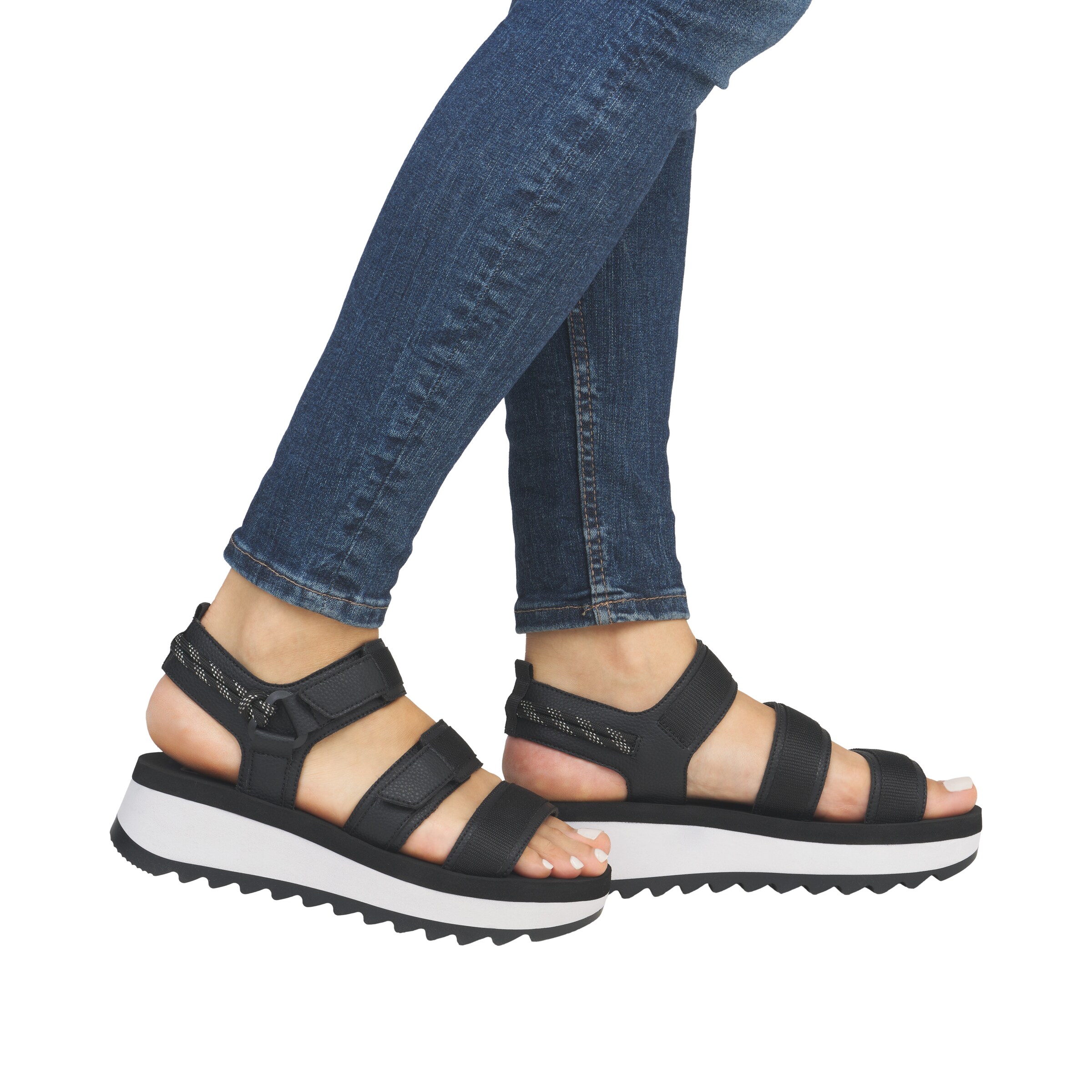 Rieker Sport Strap Sandals in Black