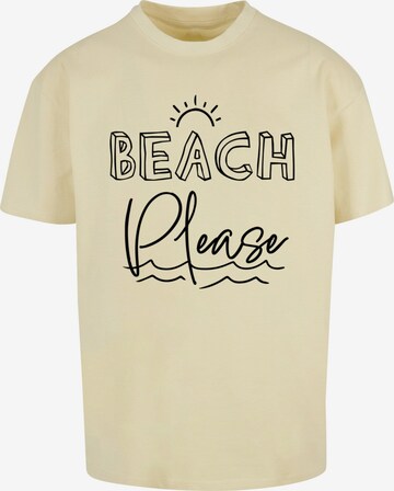 Merchcode Shirt 'Beach Please' in Geel: voorkant