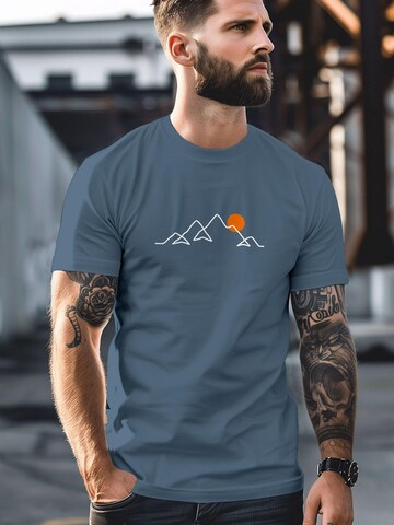 Neverless Shirt 'Berg Linie' in Blue