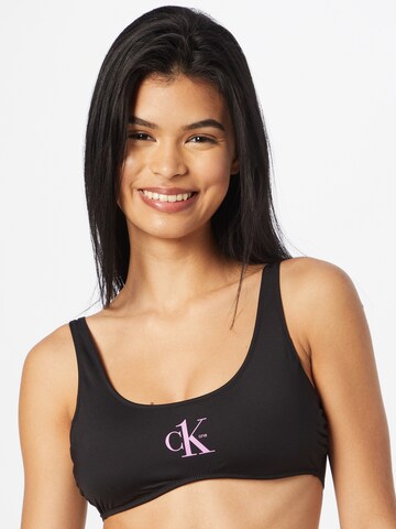 Calvin Klein Swimwear Bralette Bikini Top in Black: front