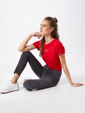 HUGO Shirt 'The SlimTee' in Rot