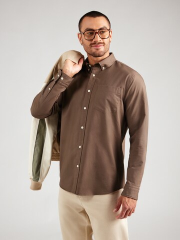 SELECTED Regular fit Overhemd 'SLHRICK' in Bruin: voorkant