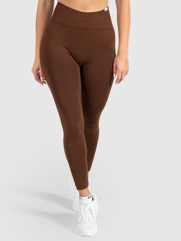 Smilodox Skinny Workout Pants 'Amaze Scrunch' in Brown: front