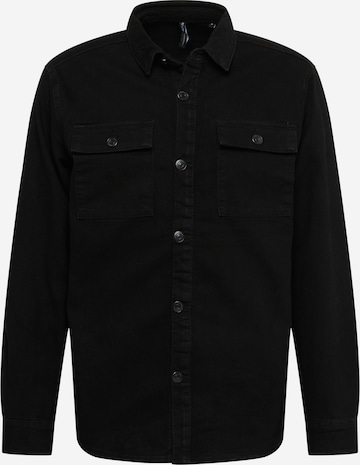 Only & Sons Comfort fit Button Up Shirt in Black: front
