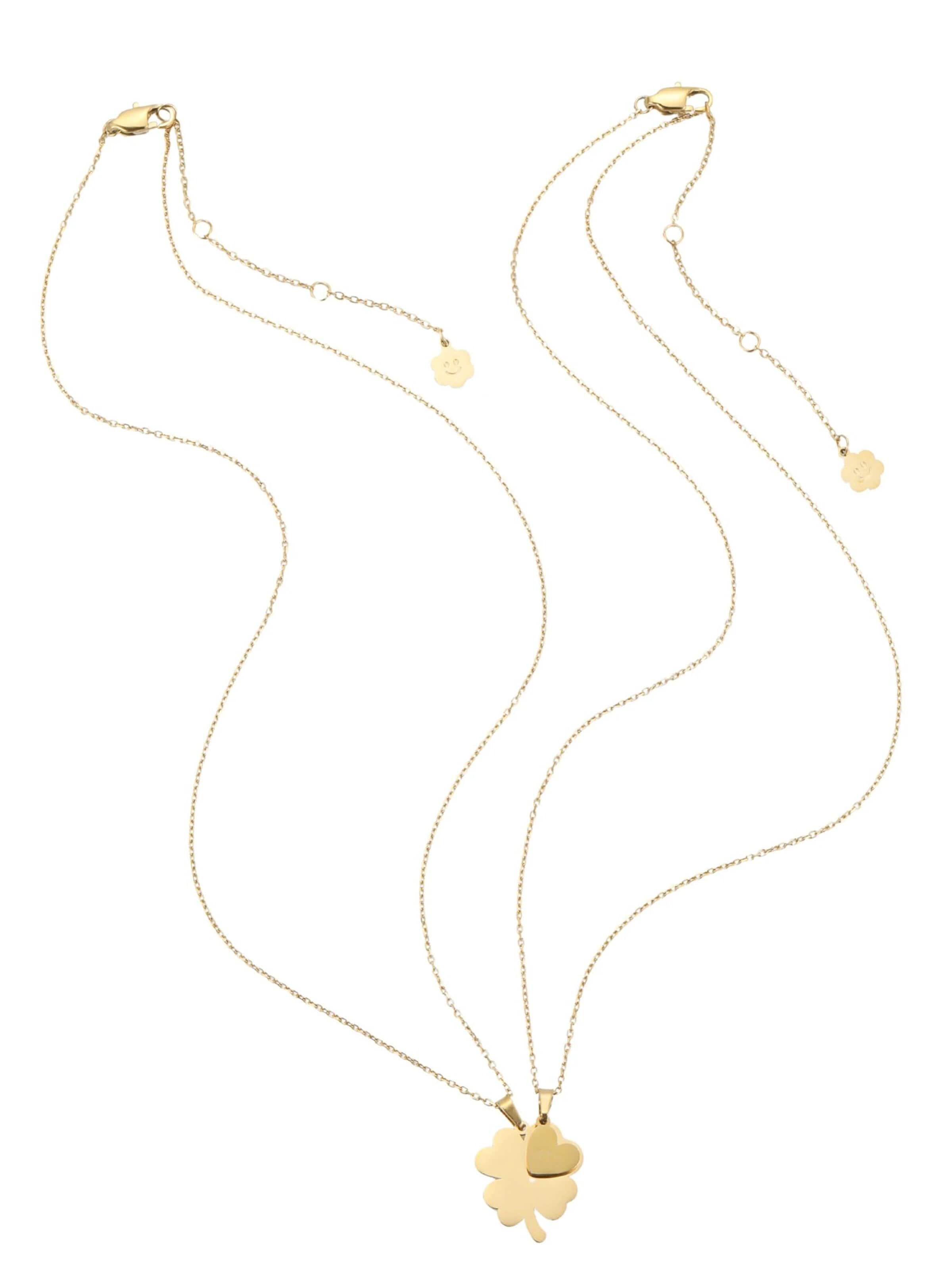 Chaîne 'Interlocking Clover & Heart' Hey Happiness en or