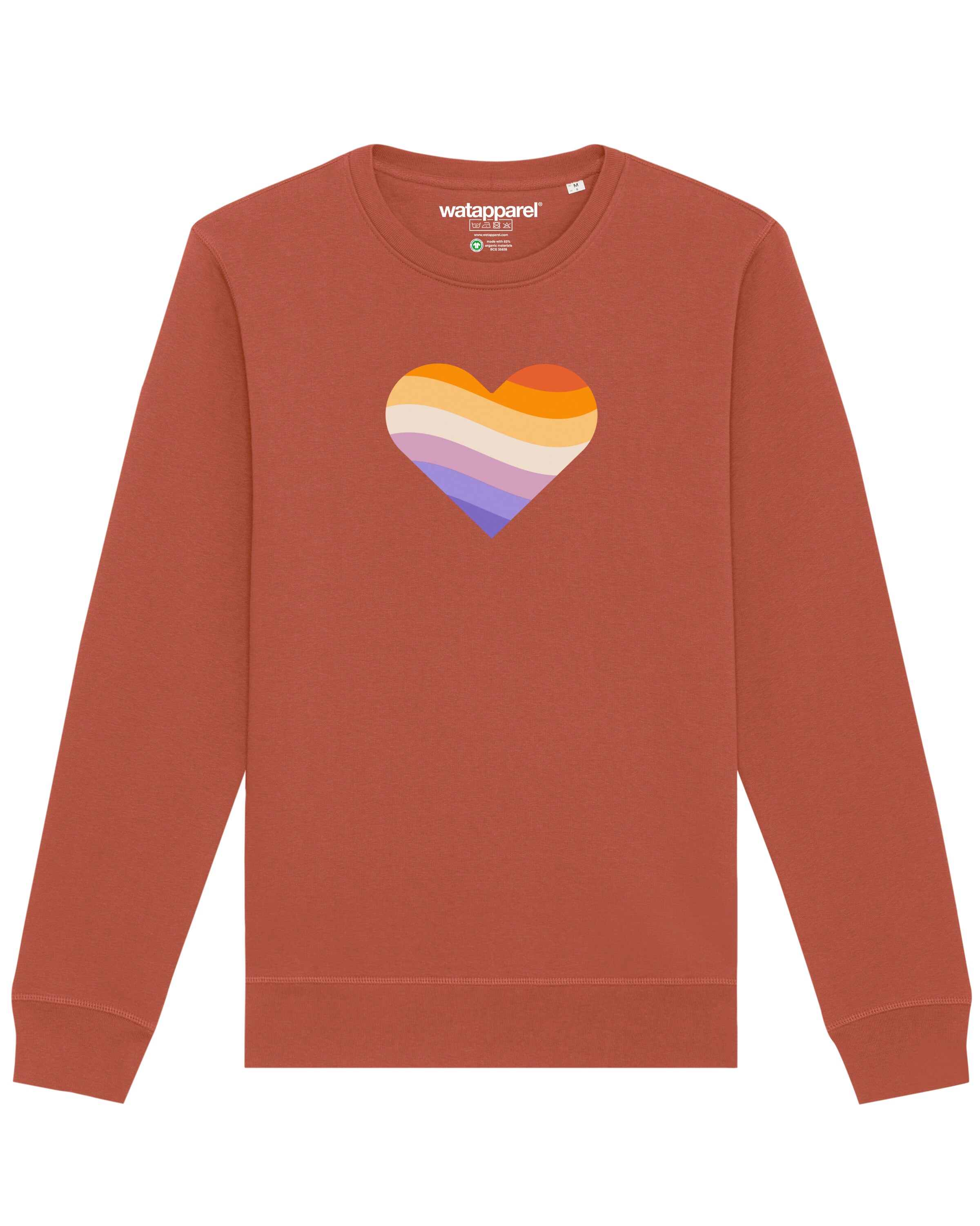 Watapparel Sweatshirt ' Rainbow Heart ' in Bruin: voorkant