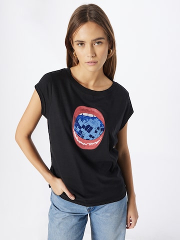 Coster Copenhagen T-Shirt 'Disco Lips' in Schwarz: predná strana