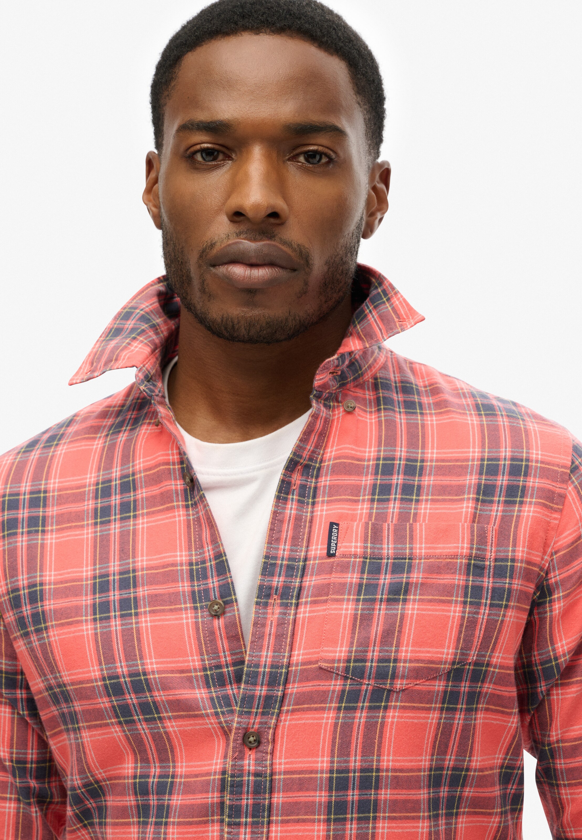 Superdry Regular fit Button Up Shirt in Red: front