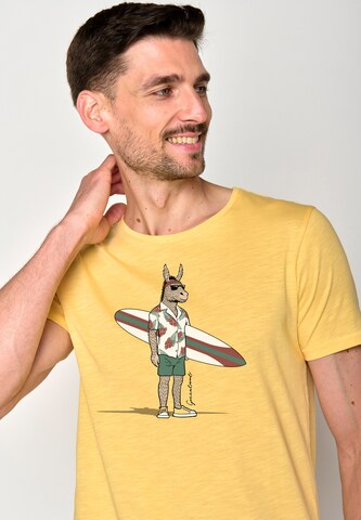 GREENBOMB Shirt 'Animal Donkey Surf' in Geel