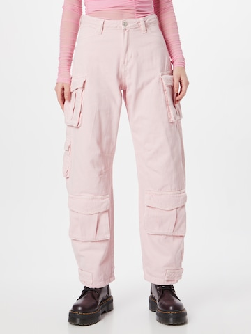 WEEKDAY - Perna larga Calças de ganga 'Shilou' em rosa: frente