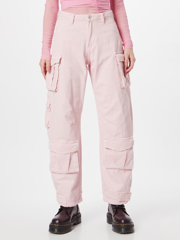 WEEKDAY Wide leg Jeans 'Shilou' in Roze: voorkant