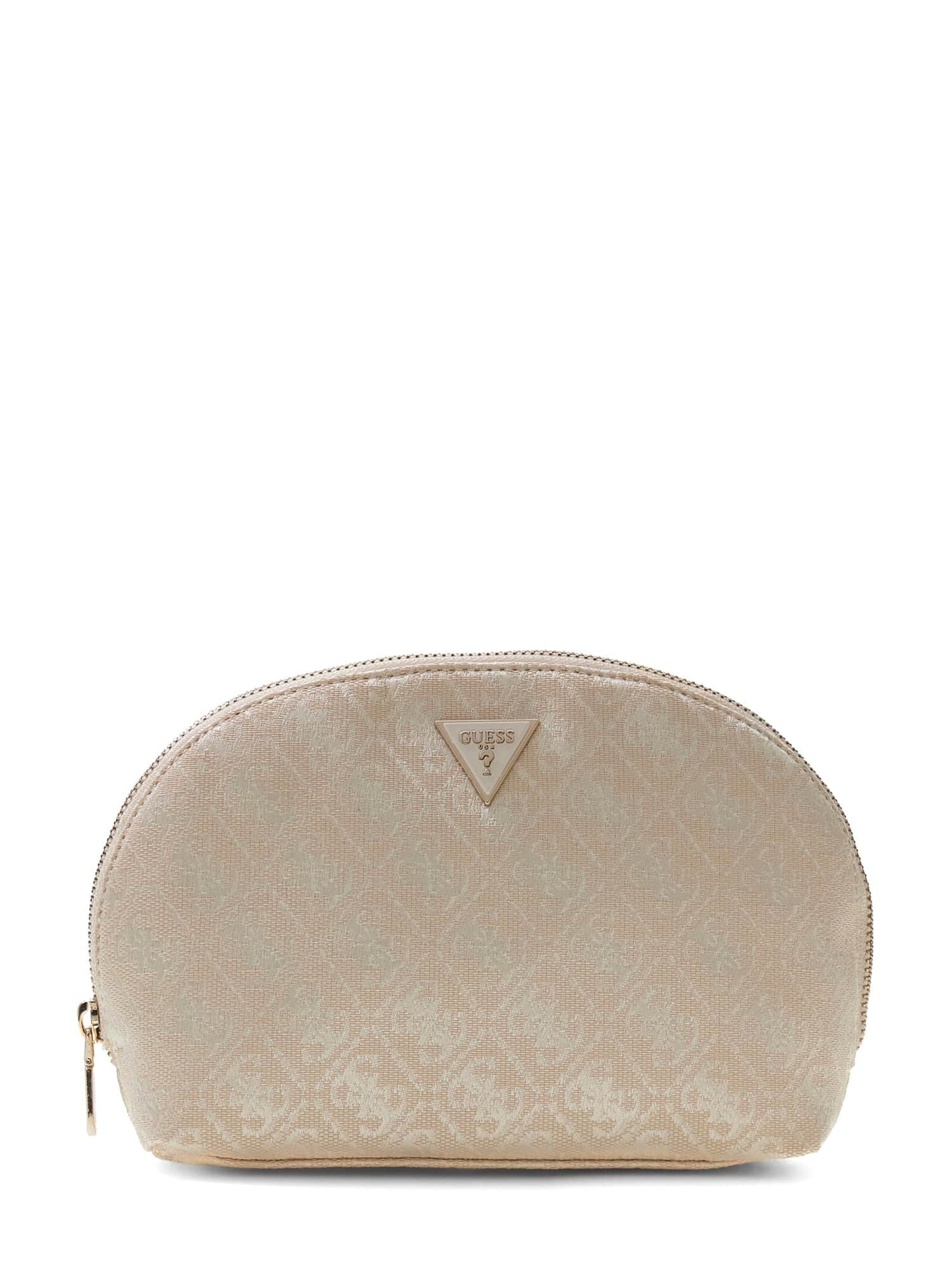 GUESS Cosmetic Bag in Beige: front