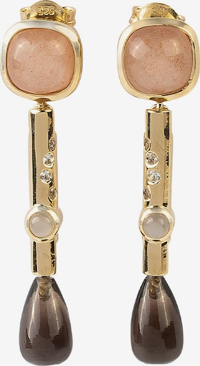 Carolin Stone Ohrringe in braun / gold / rosa, Produktansicht
