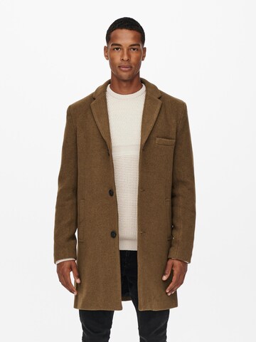 Only & Sons Between-seasons coat 'Jaylon' in Brown: front