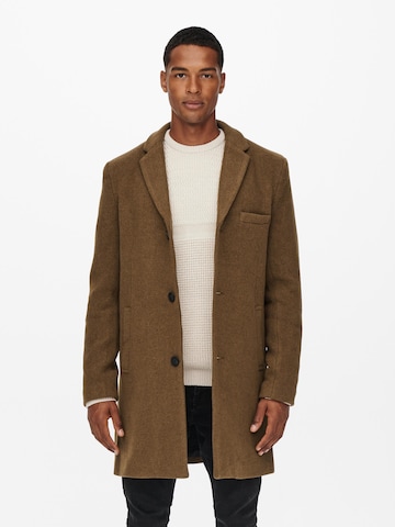 Manteau mi-saison 'Jaylon' Only & Sons en marron : devant