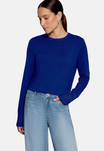 zero Feinstrickpullover mit Stehkragen in Blau: Vorderseite
