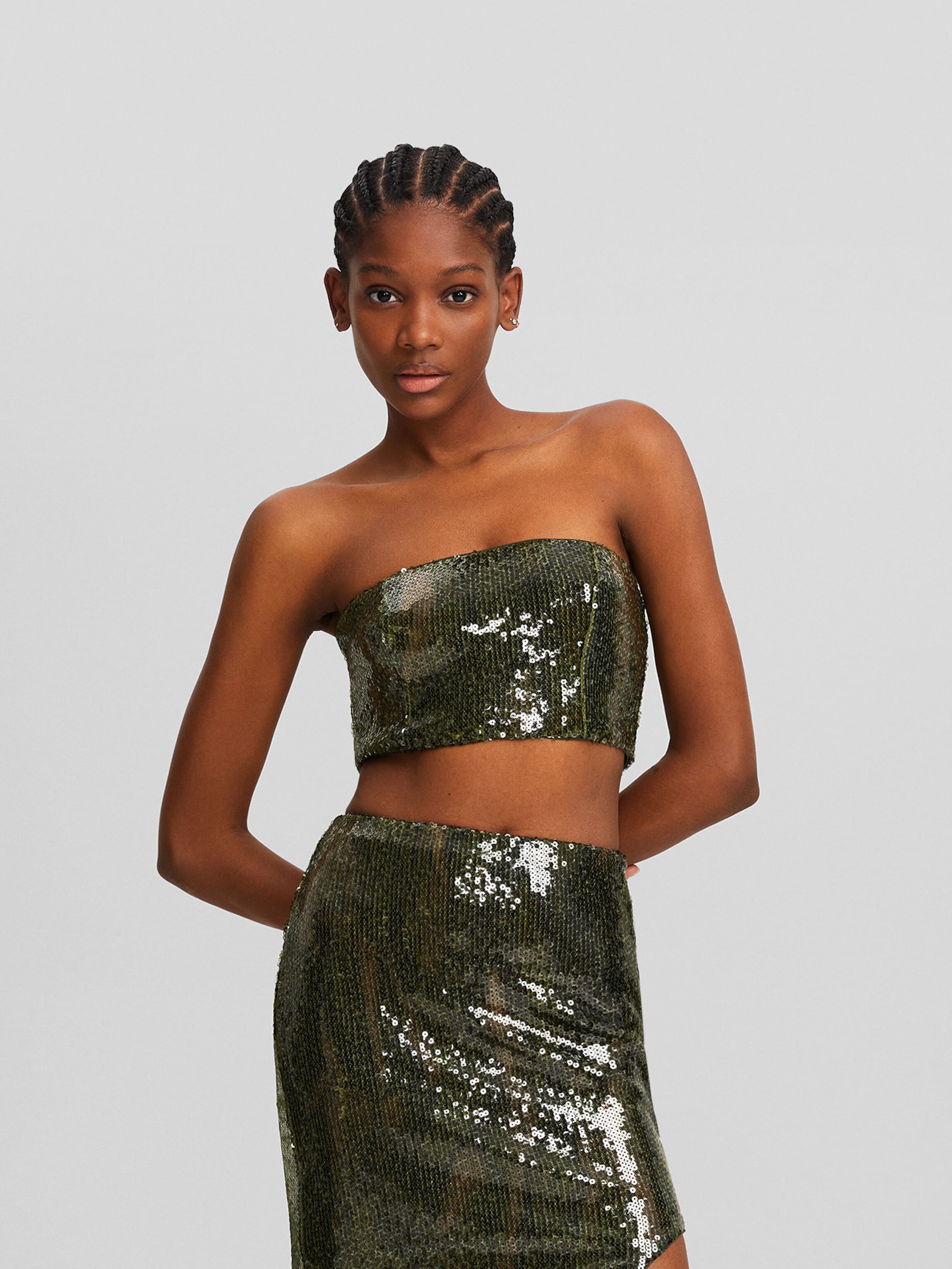 khaki sequin top