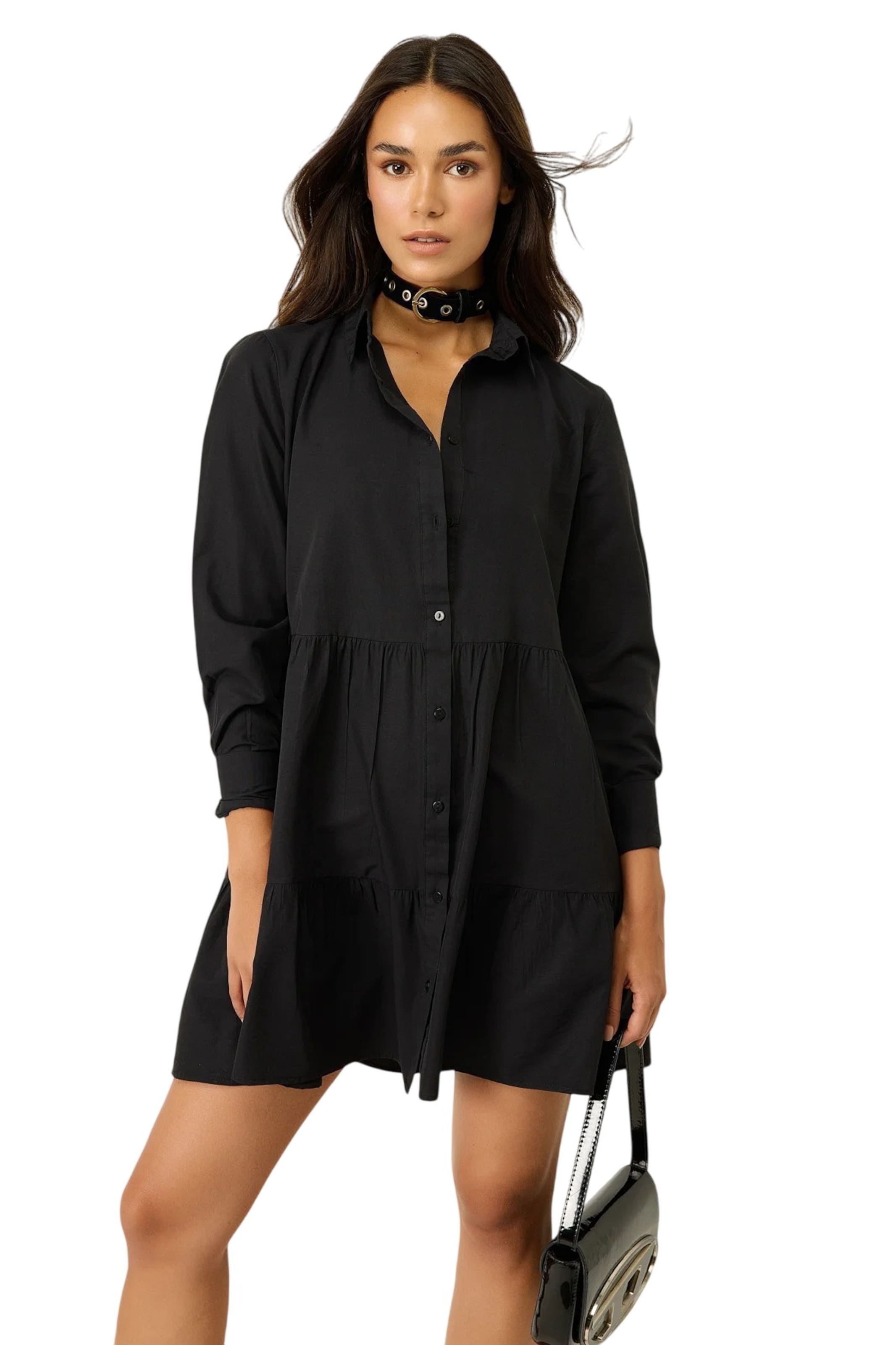 No Matter What Shirt Dress in Black: front