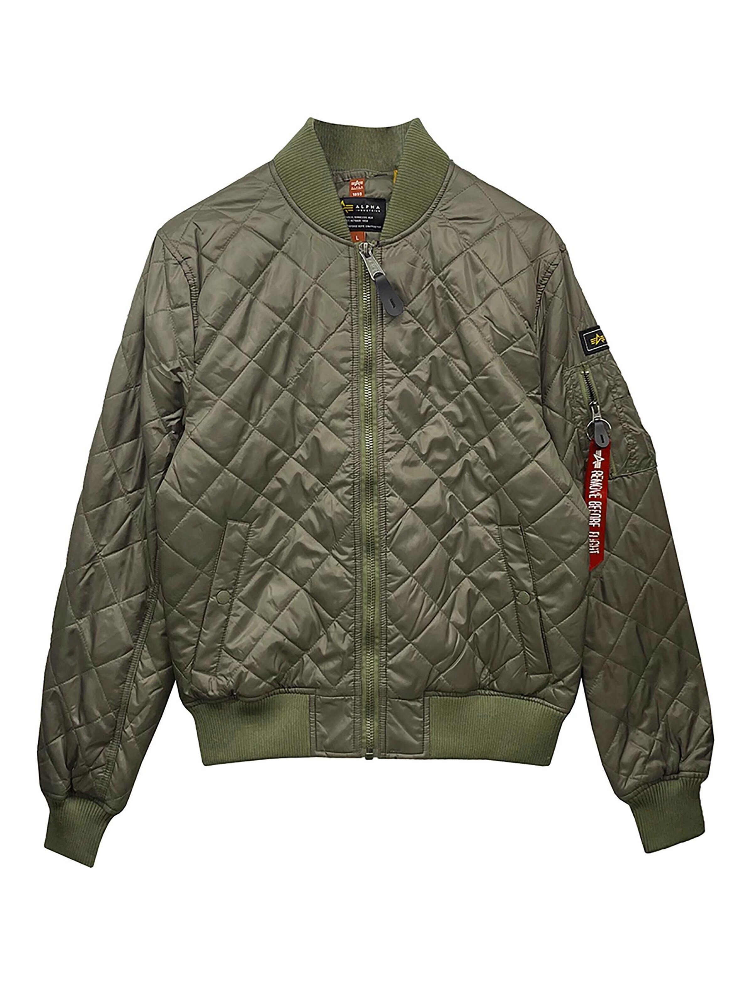 ALPHA INDUSTRIES Between-Season Jacket 'MA-1 DQ' in Green: front