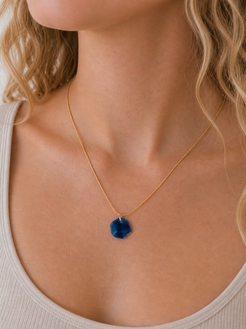 Fräulein Wunder - Colar 'Acetat Alice Gold' em azul: frente