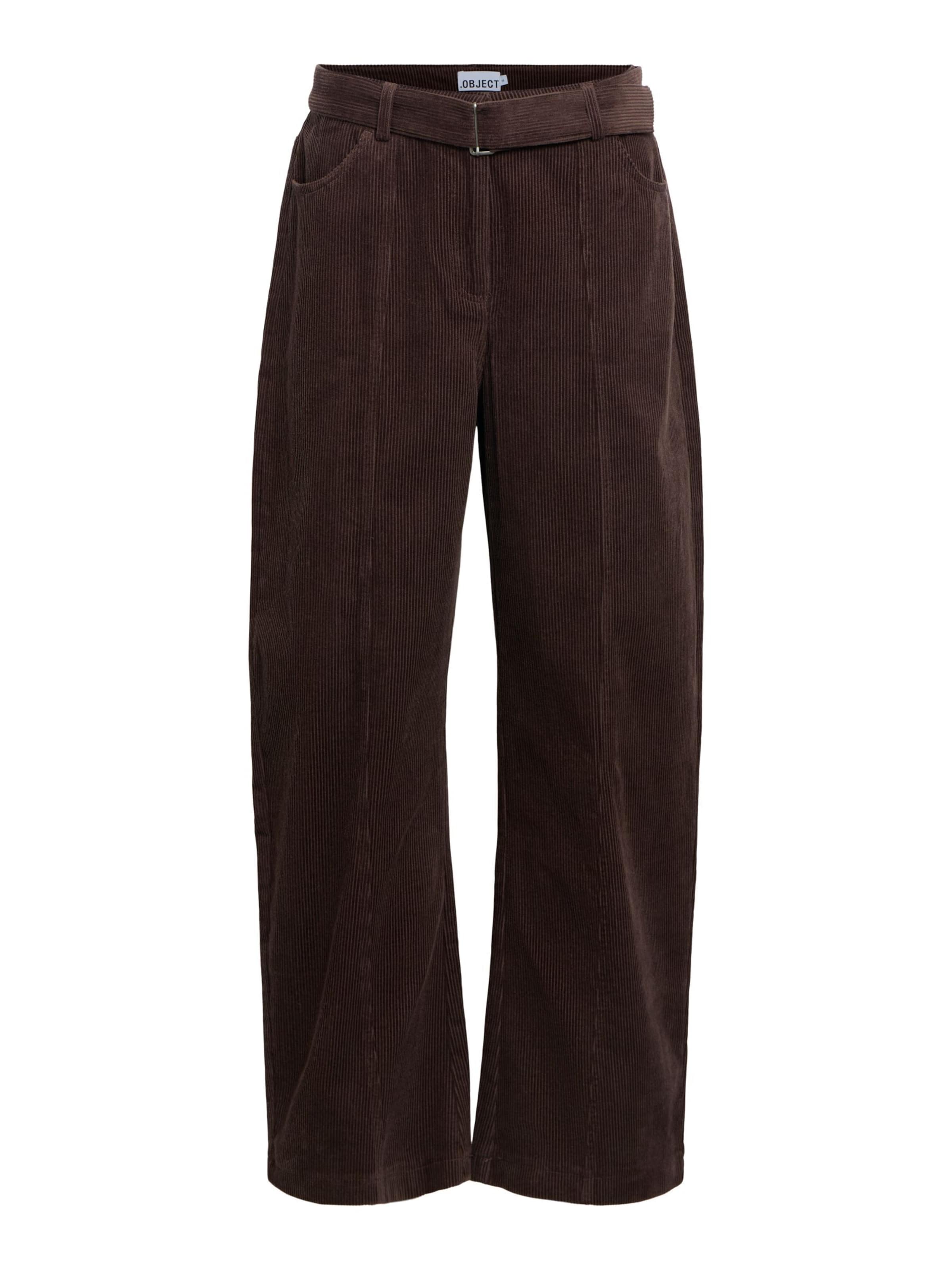 Wide Leg Pantalon 'OBJPella' OBJECT en marron : devant