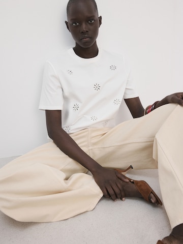 MANGO Tričko 'FLORI' - Biela