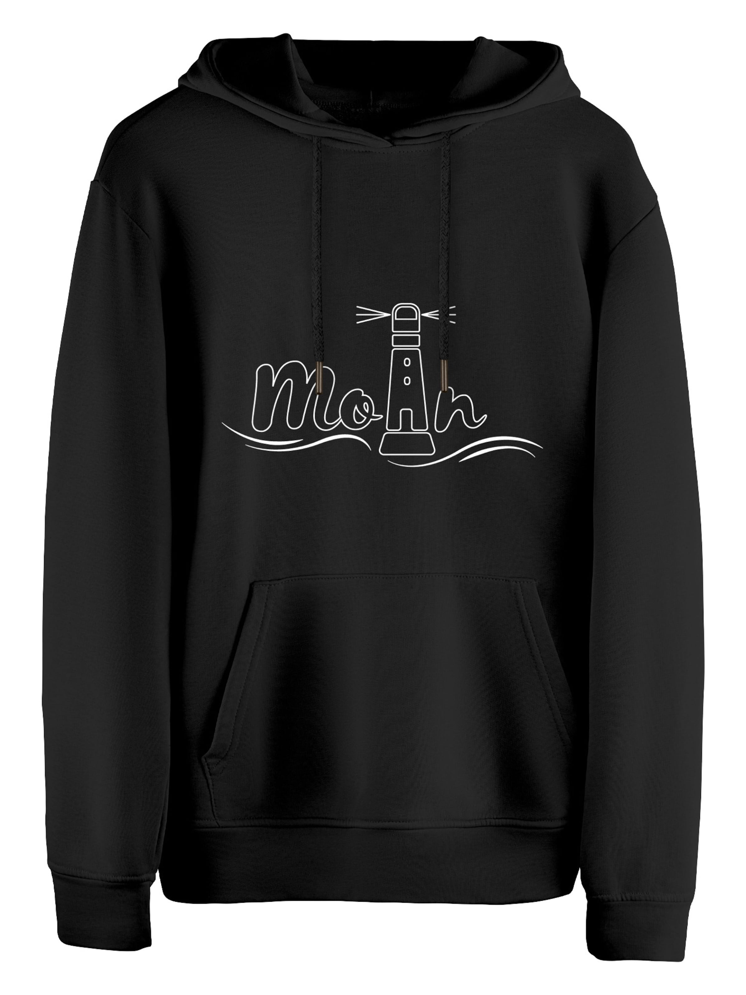 Felpa 'Leuchtturm - Moin' di Cotton Prime in nero: frontale