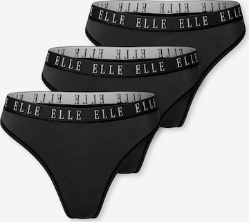 ELLE String ' Thong - ELLE LOGO ' in Black: front