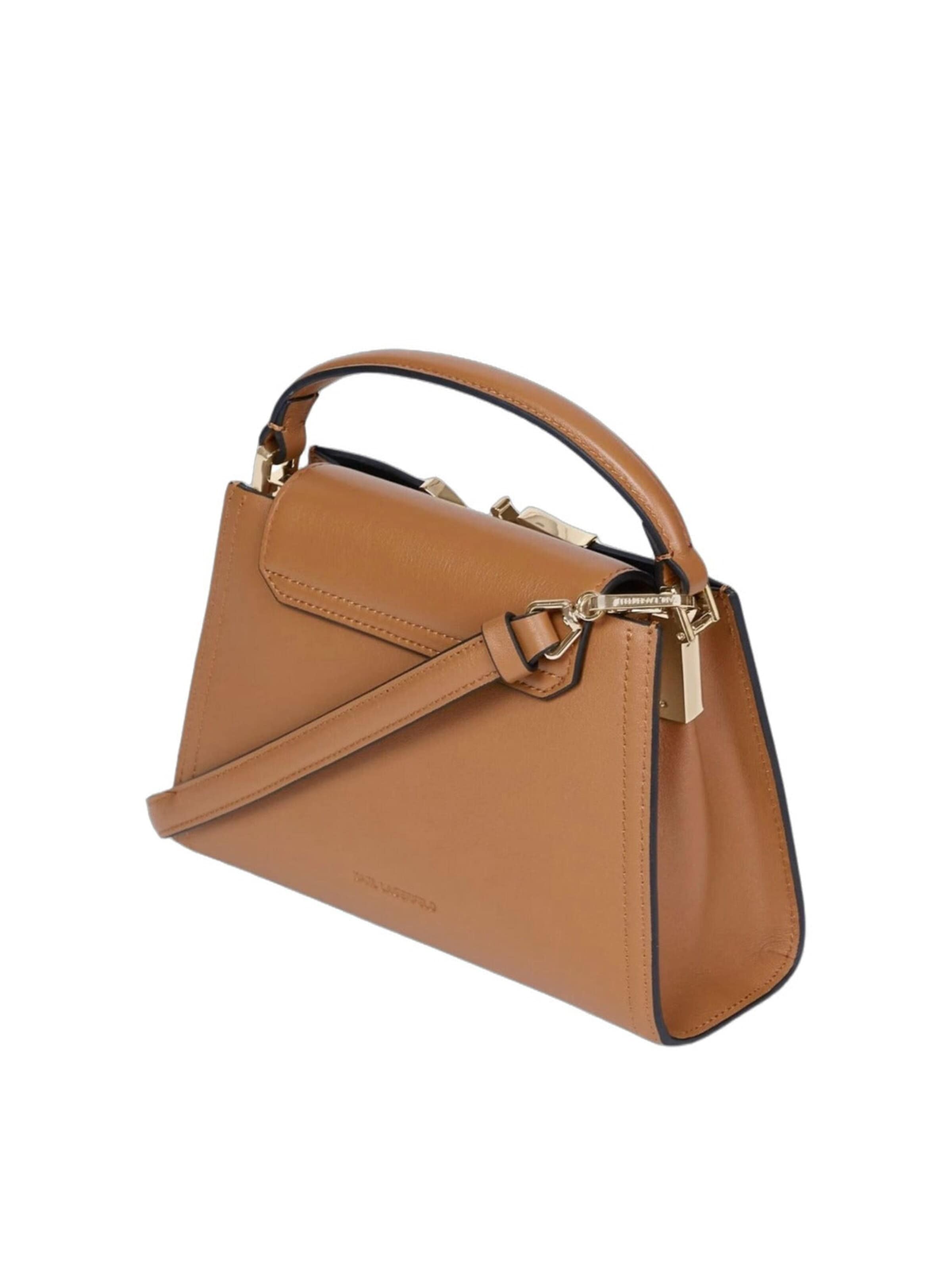 Karl Lagerfeld Käsilaukku 'Karl Lagerfeld Sac Bandoulière Signature Mini Cuir Caramel' värissä ruskea