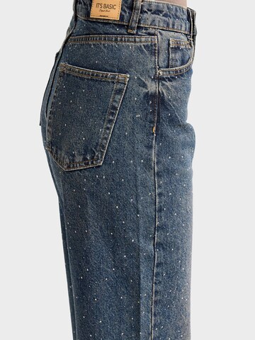 IT'S BASIC Regular Jeans 'Rhinestone Straight High Rise Jeans' in Blauw