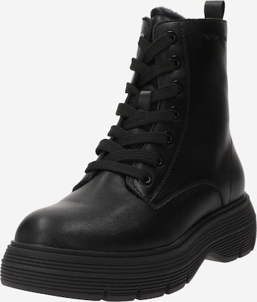 TOM TAILOR Lace-Up Ankle Boots in Black: front