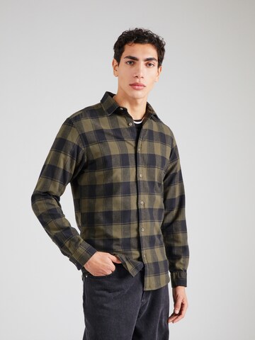 JACK & JONES Slim fit Button Up Shirt 'BUFFALO' in Green: front