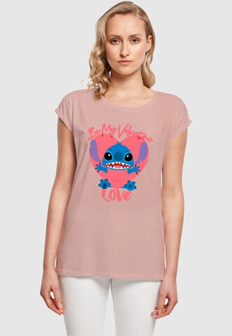 ABSOLUTE CULT Shirt 'Lilo And Stitch - Be My Valentines Love' in Orange: front