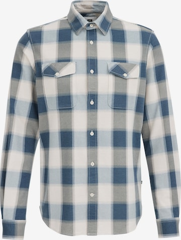 WE Fashion Button Up Shirt in Blue: front