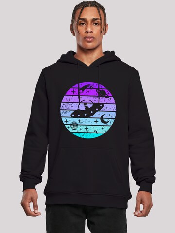 Sweat-shirt 'Retro Alien Weltraum Sonnenuntergang' F4NT4STIC en noir : devant