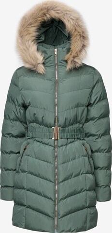 Threadbare Winter Coat 'Roo' in Green: front