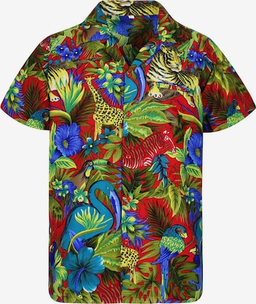 King Kameha Shirt 'Jungle' in Red: front