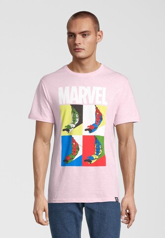 Recovered Shirt 'Marvel Spider-Man Pop Art Pink' in Red: front